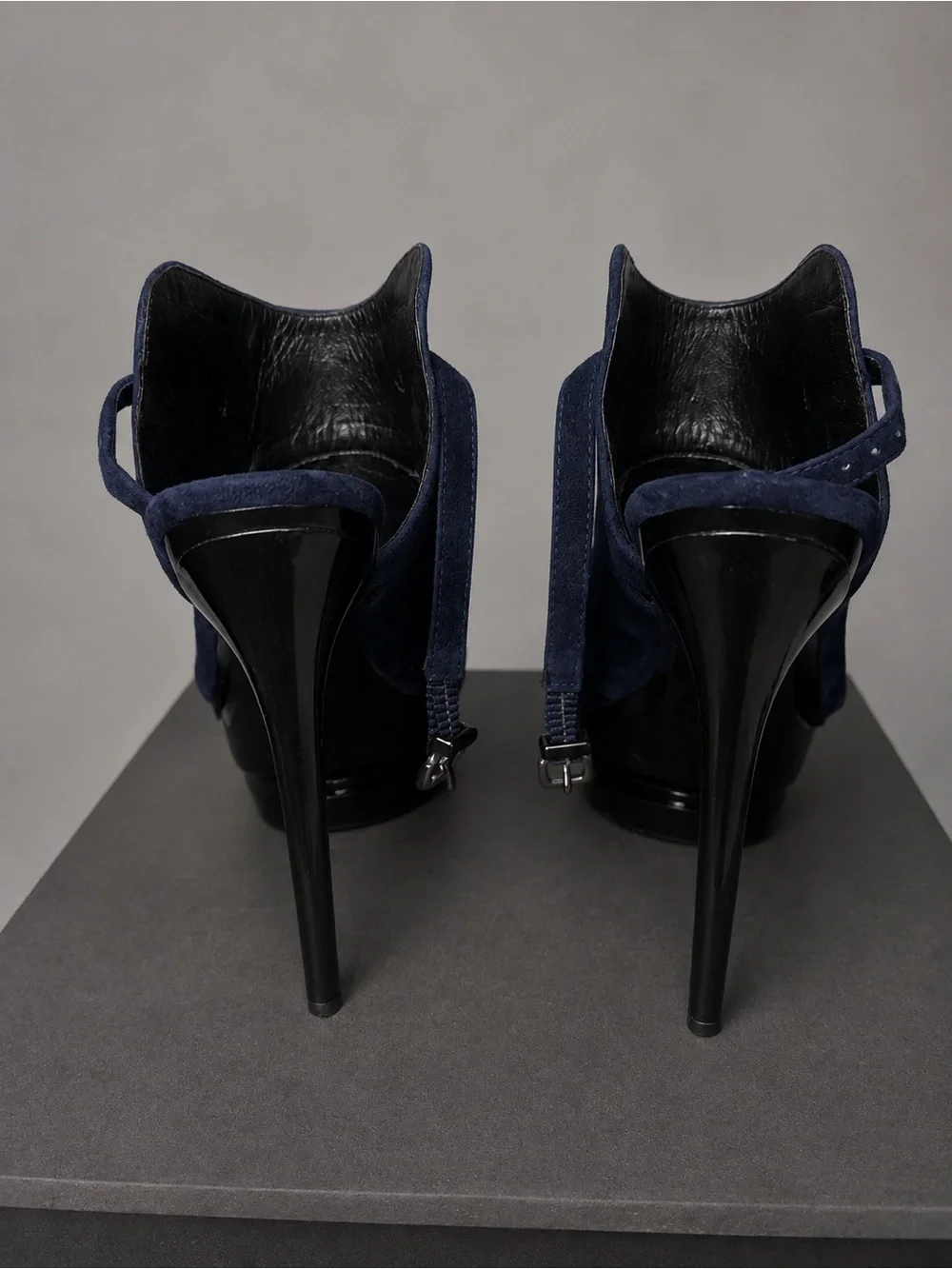 Jessica Simpson JS-CAT Navy Suede Peep Toe Platform Stiletto Booties Size 7